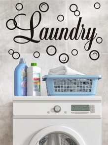 Pegatina de pared con estampado de letra - Negro - Ver 3