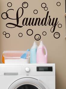 Pegatina de pared con estampado de letra - Negro - Ver 4