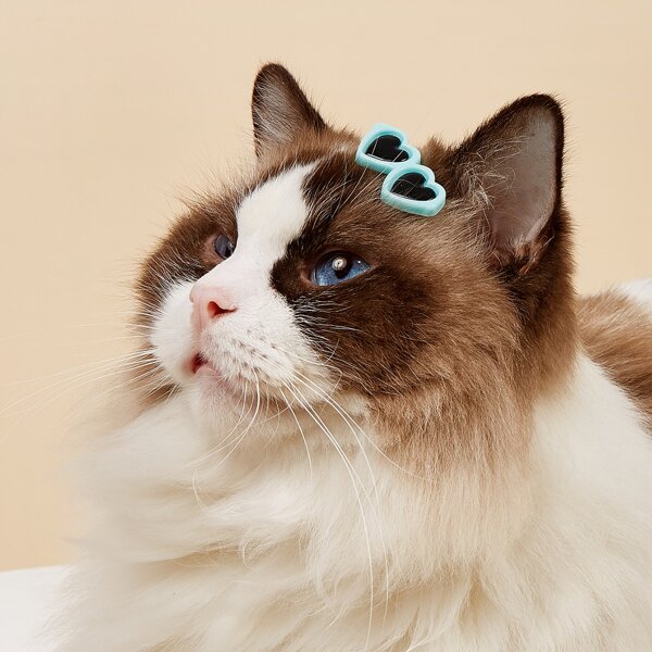 

2pcs Sunglasses Shaped Pet Hair Clip, Baby blue