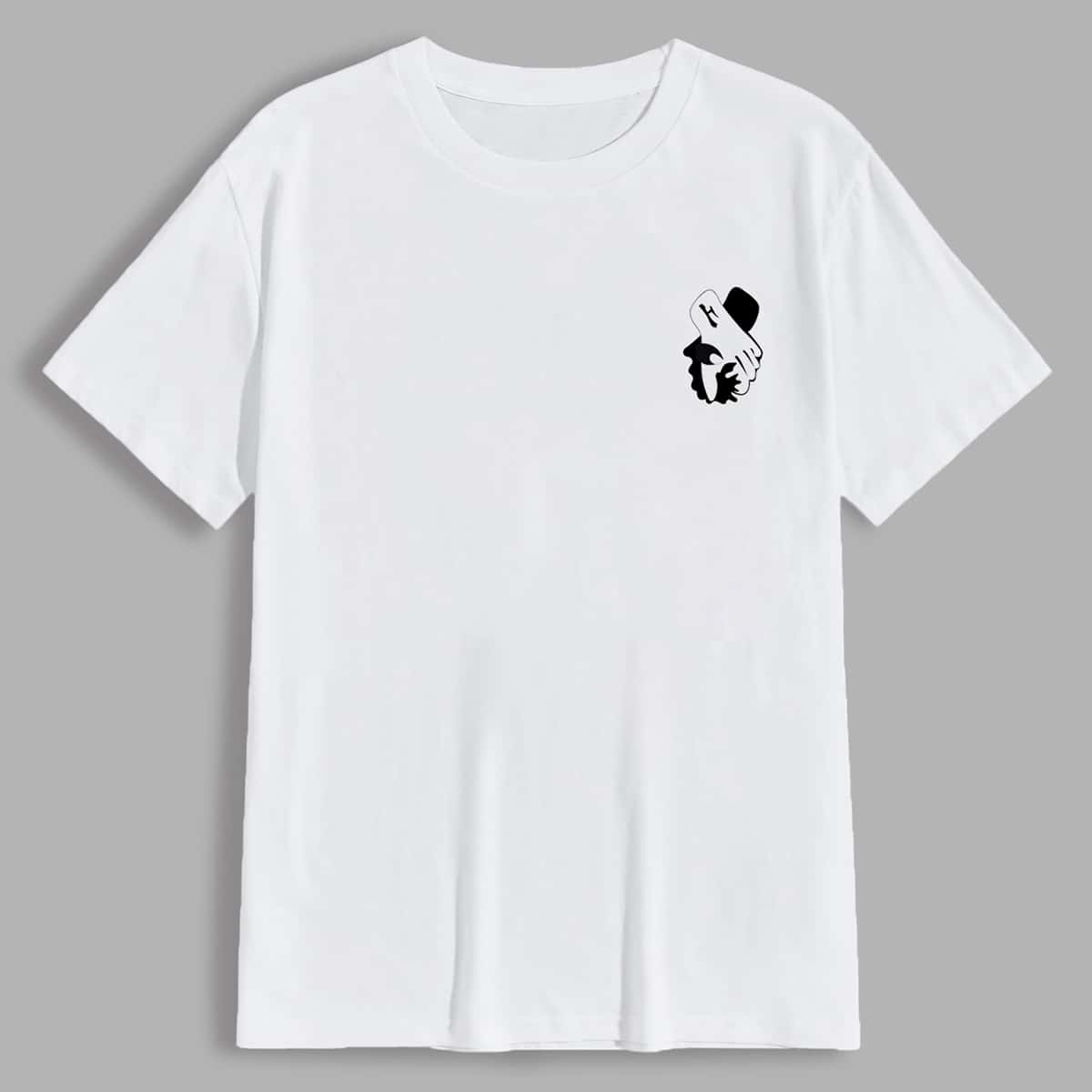 

Men Hand Print Short Sleeve Tee, White