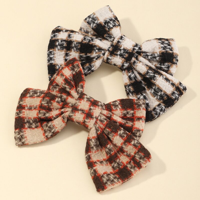 

2pcs Plaid Bow Hair Clip, Multicolor
