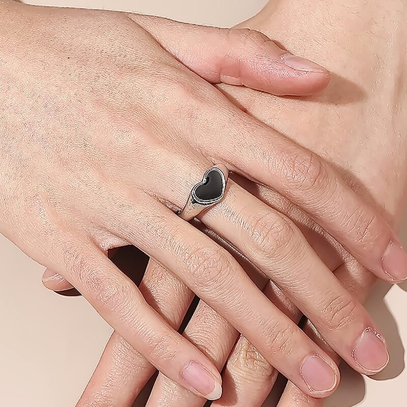 

1pc Heart Statement Ring, Silver