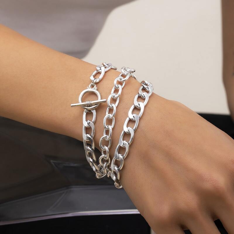 

3pcs Chain Bracelet, Silver
