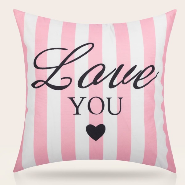 

Striped & Letter Graphic Cushion Cover Without Filler, Multicolor