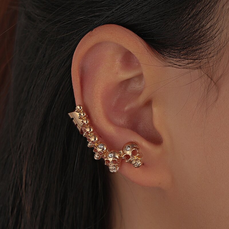 

Skull Design Ear Climber, Gold
