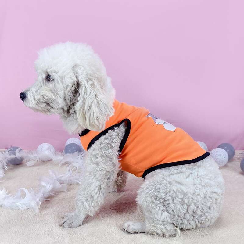 

Cartoon Mouse Print Contrast Binding Pet Tank, Orange