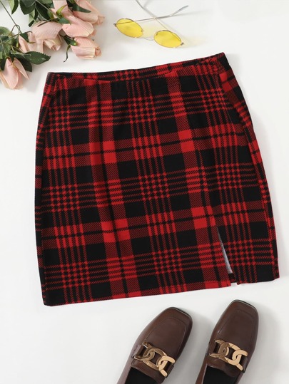 Checkered skirt with straps sale