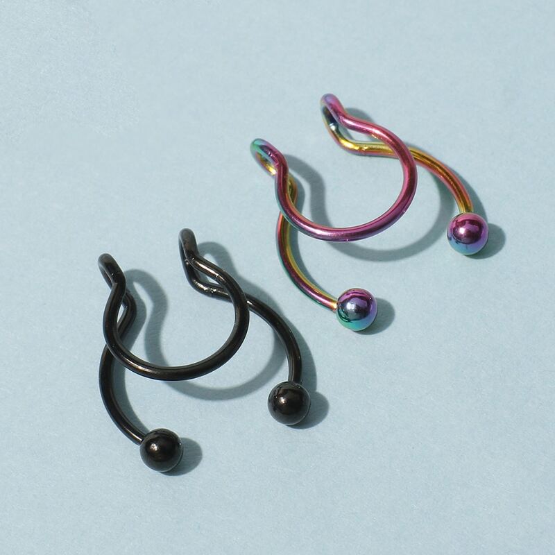

2pcs Nose Ring, Multicolor