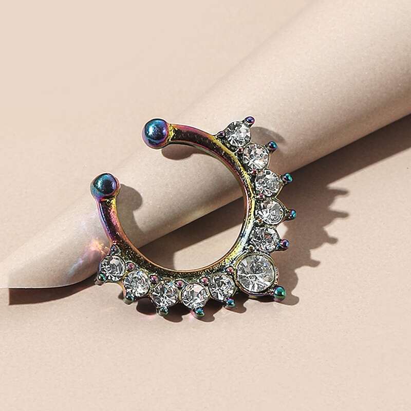 

1pc Rhinestone Nose Ring, Multicolor