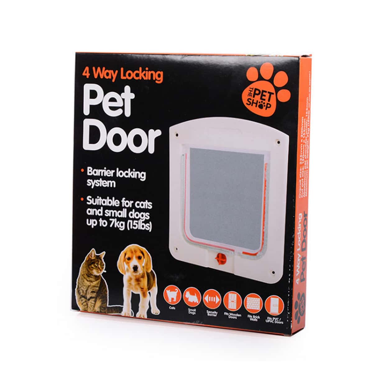 

1pc 4 Way Locking Pet Door, White