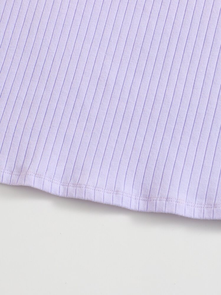 SHEIN EZwear Robe moulante unicolore en tricot côtelé - Lilas - Voir 5