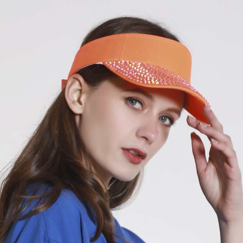 

Rhinestone Visor Hat, Orange