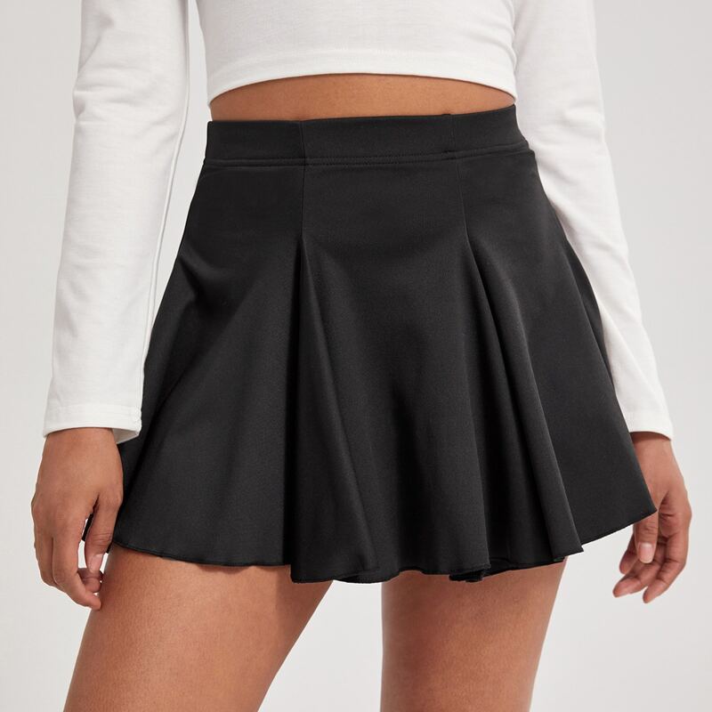 

Solid Flared Skirt, Black