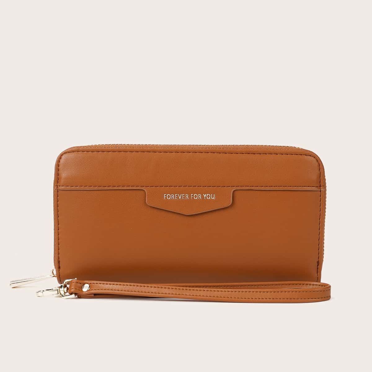 

Simple Zip Around Purse, Brown