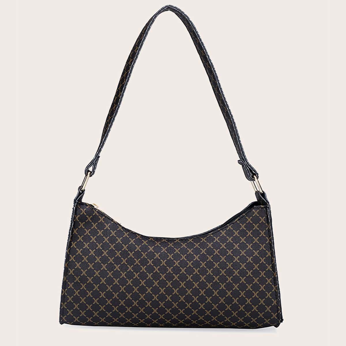 

Quilted Baguette Bag, Coffee brown