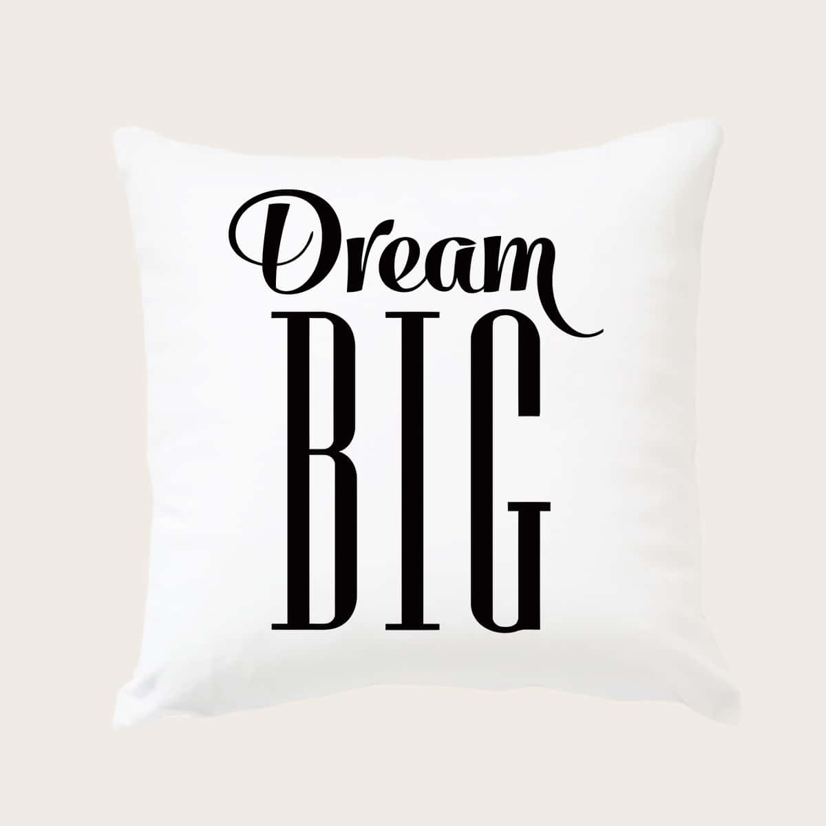 

Slogan Graphic Cushion Cover Without Filler, Black and white
