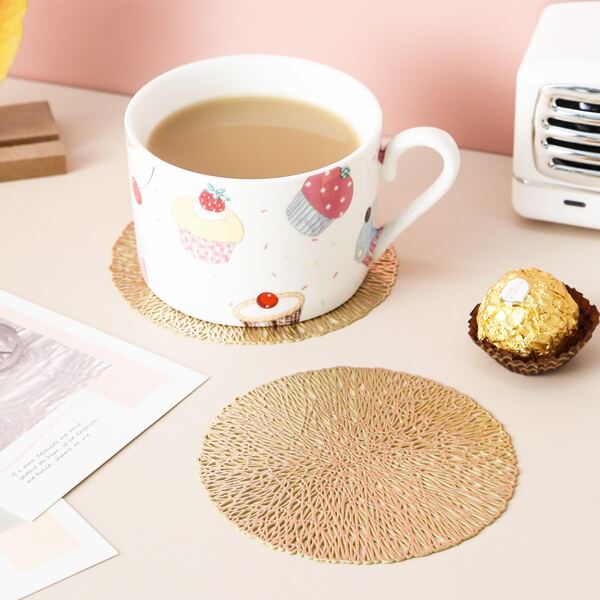 

1pc Minimalist Round Coaster, Gold