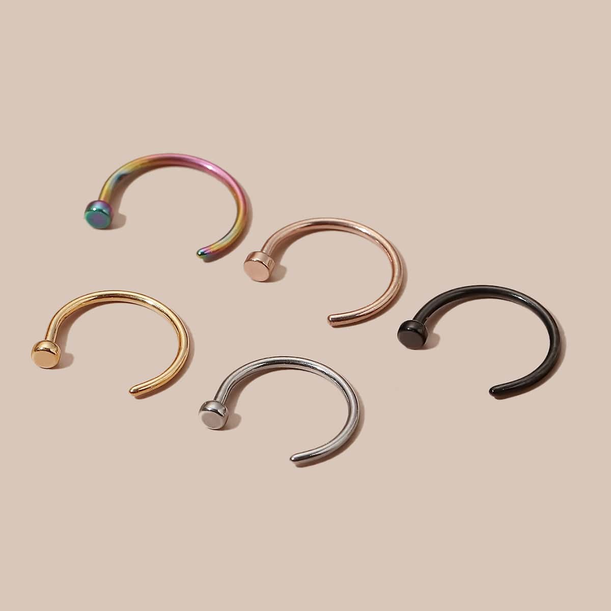 

5pcs Nose Ring, Multicolor