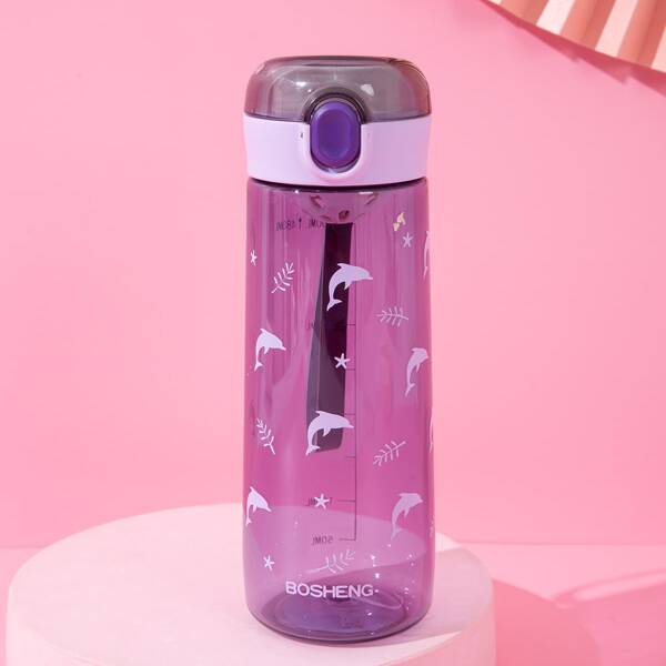 

Whale Print Water Bottle, Purple