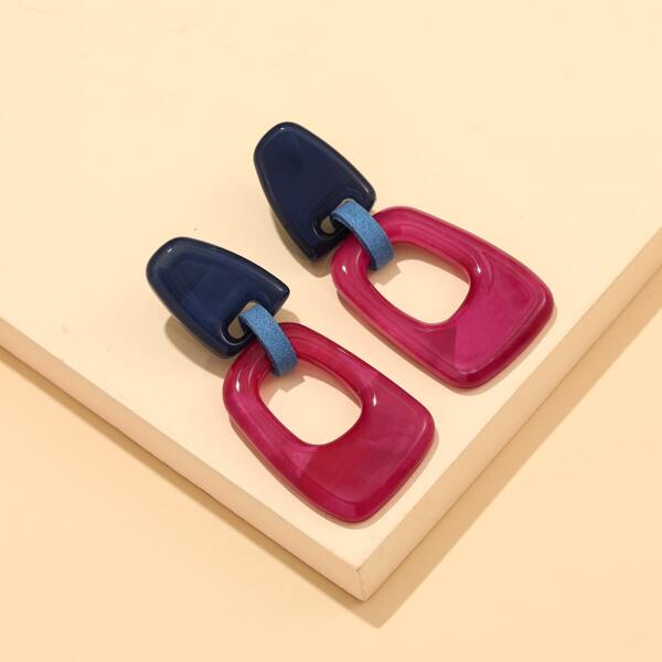 

Hollow Out Geo Drop Earrings, Multicolor