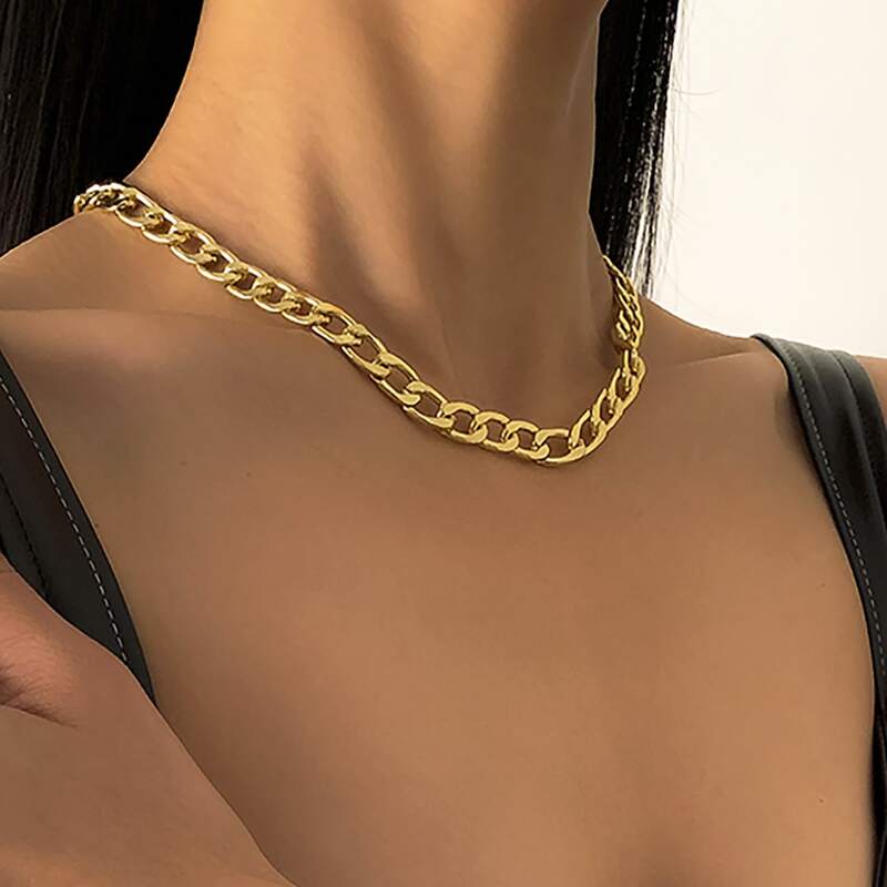 

1pc Chunky Chain Necklace, Gold