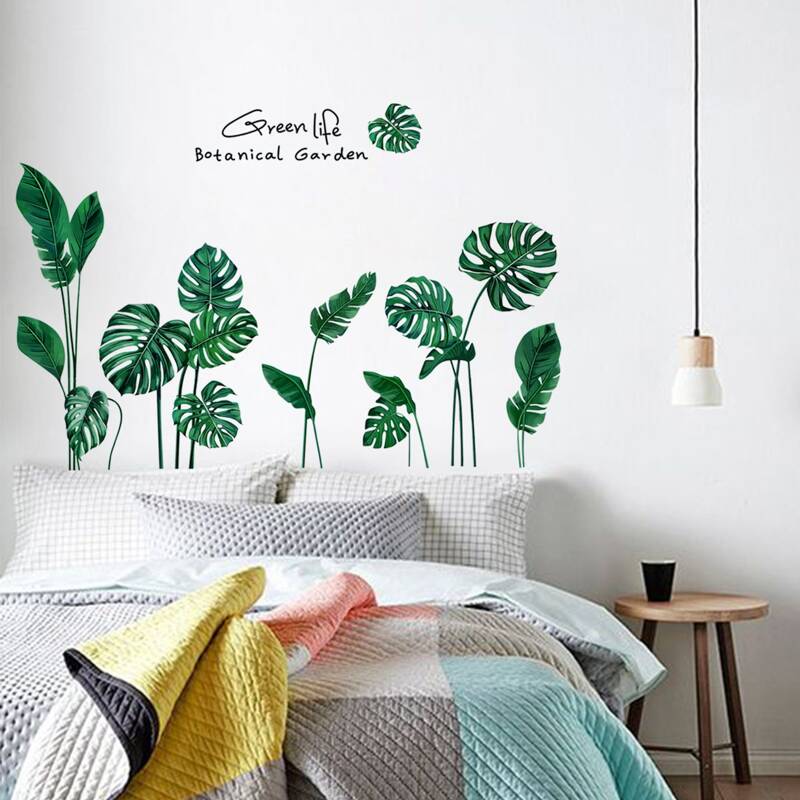 

Tropical Leaf Print Wall Sticker, Green