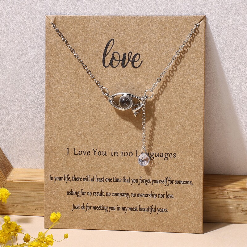 

Eye Pendant Chain Necklace, Silver
