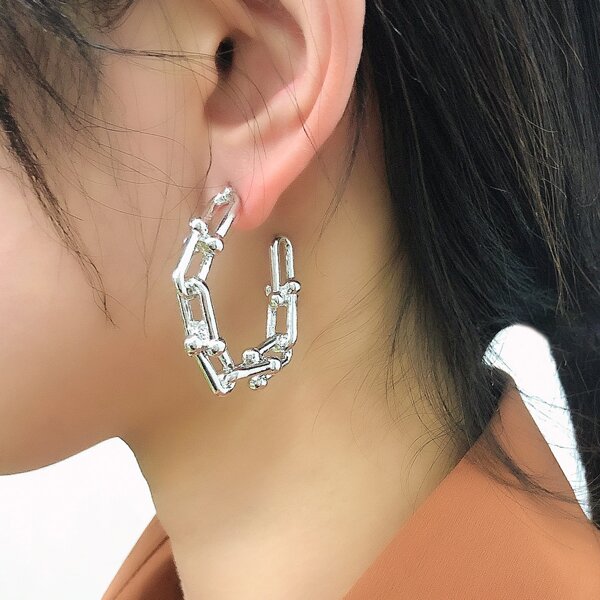 

Cuff Hoop Earrings, Silver