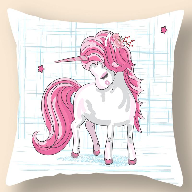 

Unicorn Print Cushion Cover Without Filler, Multicolor