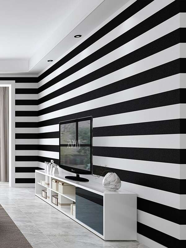 ورق جدران لاصق مخطط 1 ورقة شي إن