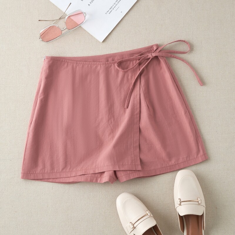 

Knot Front Wrap Skort, Rusty rose