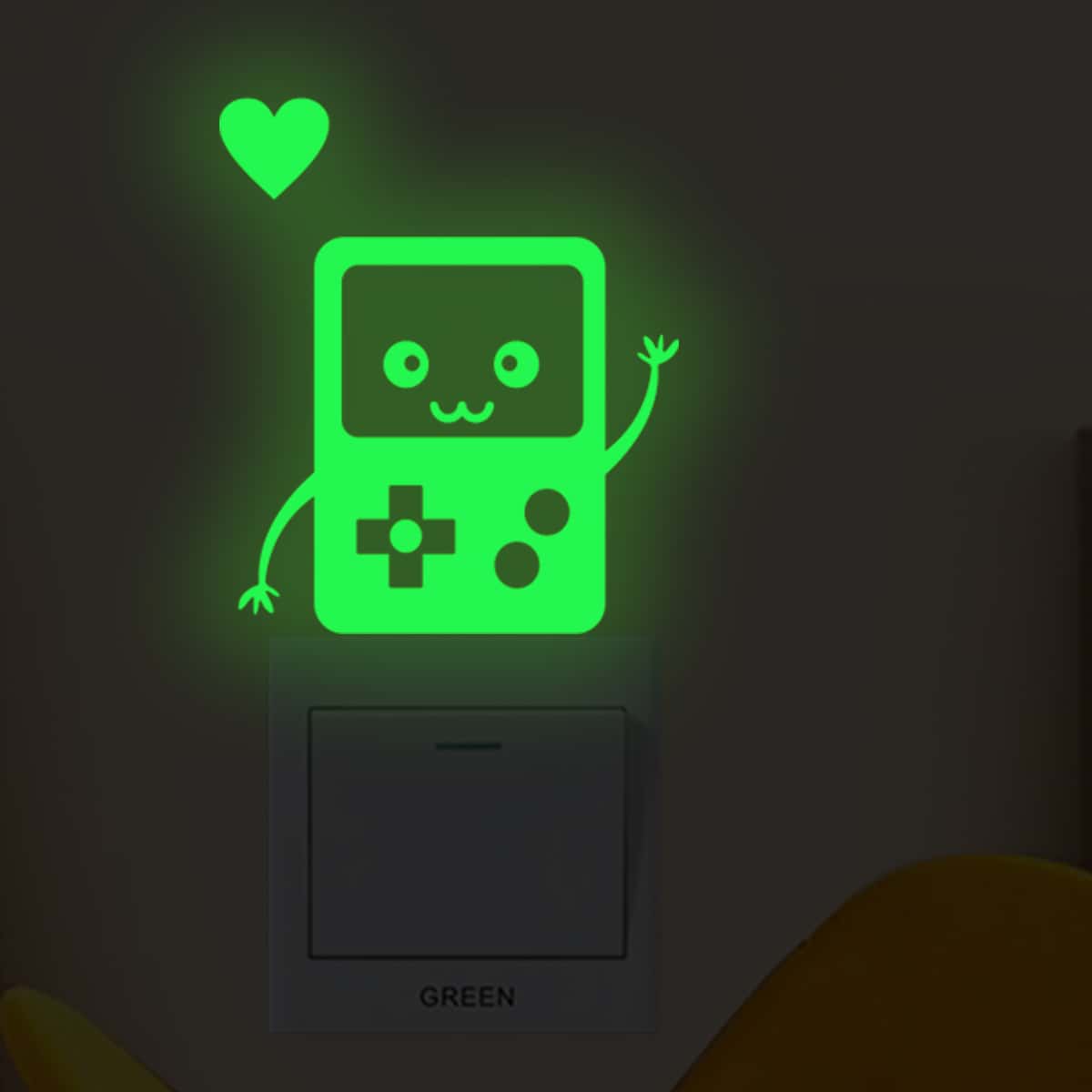 

Game Console Pattern Luminous Switch Sticker, Green