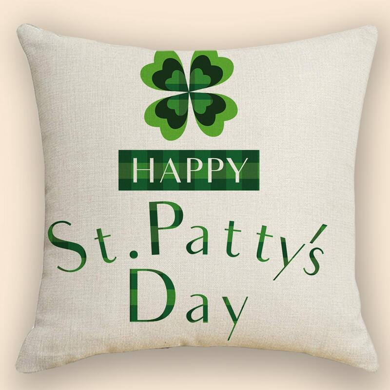 

Saint Patrick's Day Print Cushion Cover Without Filler, Green