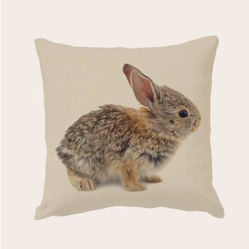 

Rabbit Print Cushion Cover Without Filler, Multicolor