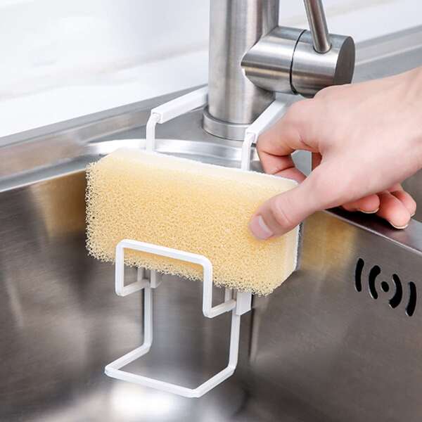 

1pc Sink Sponge Drain Rack, White