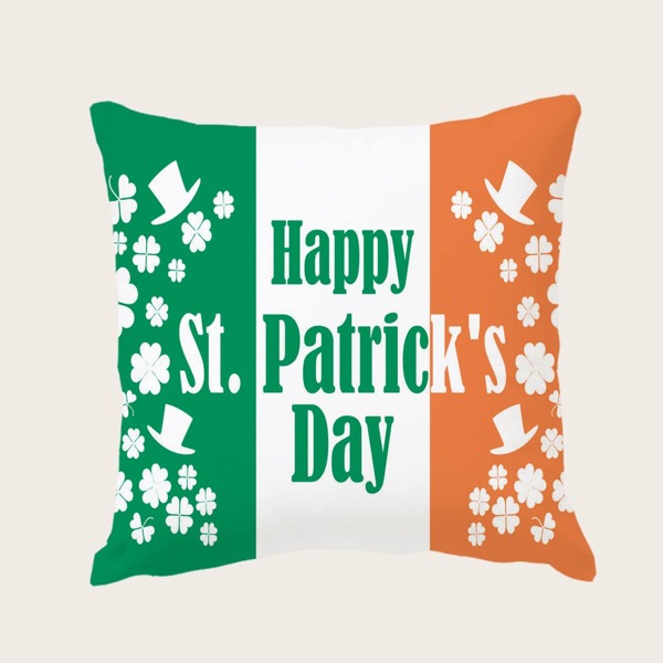 

Saint Patrick's Day Print Cushion Cover Without Filler, Multicolor