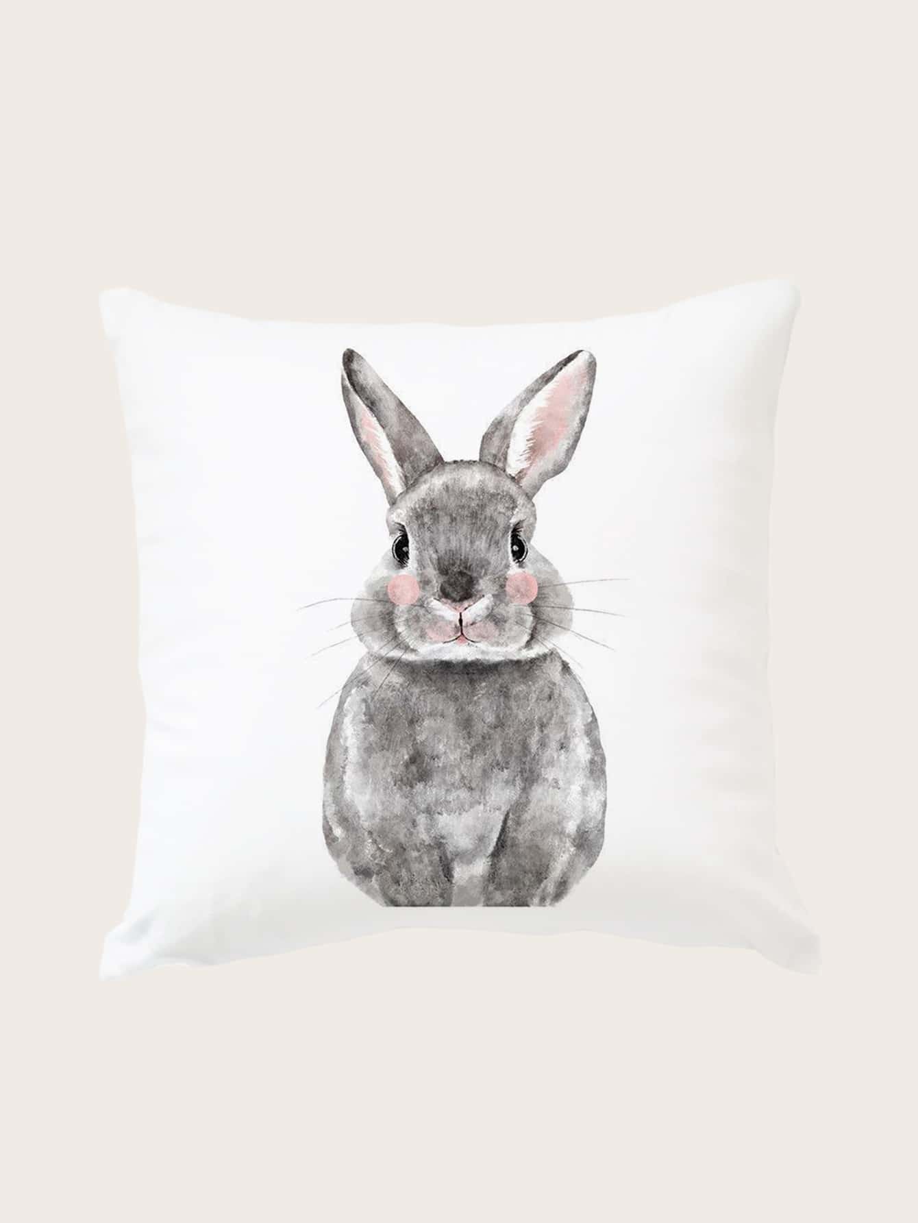 Rabbit Print Cushion Cover Without Filler - Multicolor - View 1