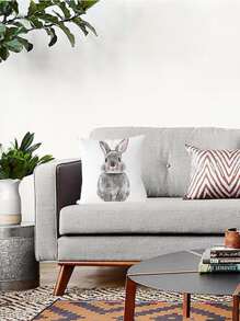 Rabbit Print Cushion Cover Without Filler - Multicolor - View 3