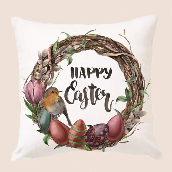 

Easter Slogan Graphic Cushion Cover Without Filler, Multicolor
