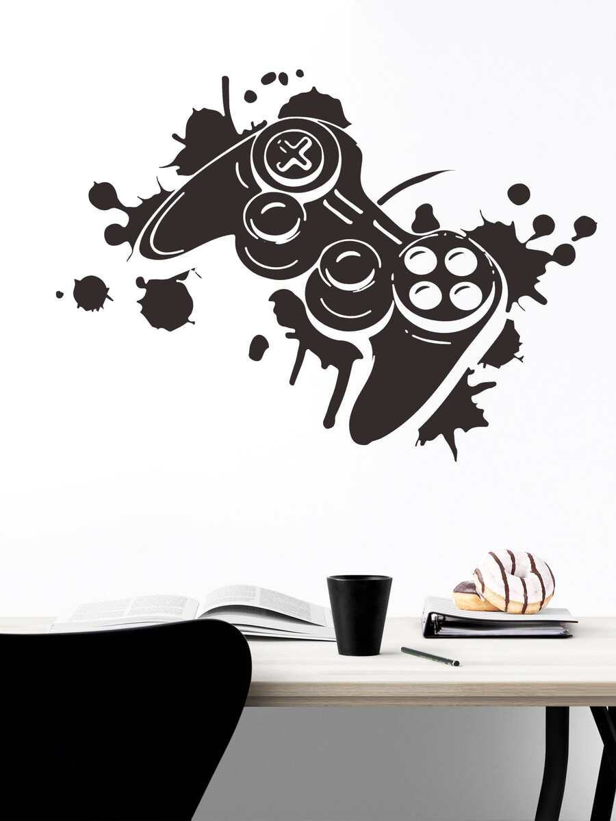 1 Miếng Dán Tường PVC Tự Dính, Tay Cầm Chơi Game Sáng Tạo In Decal Dán Tường Chống Nước Cho Phòng Khách - màu đen - Xem 1