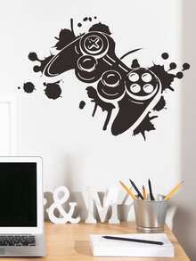 1 Miếng Dán Tường PVC Tự Dính, Tay Cầm Chơi Game Sáng Tạo In Decal Dán Tường Chống Nước Cho Phòng Khách - màu đen - Xem 3