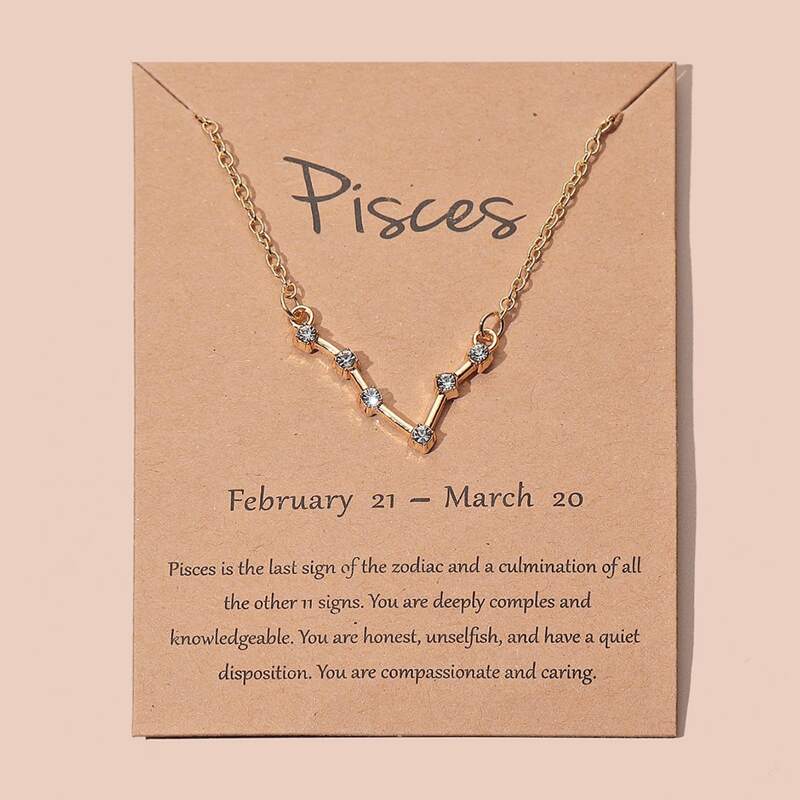 

Rhinestone Pisces Chain Necklace, Gold