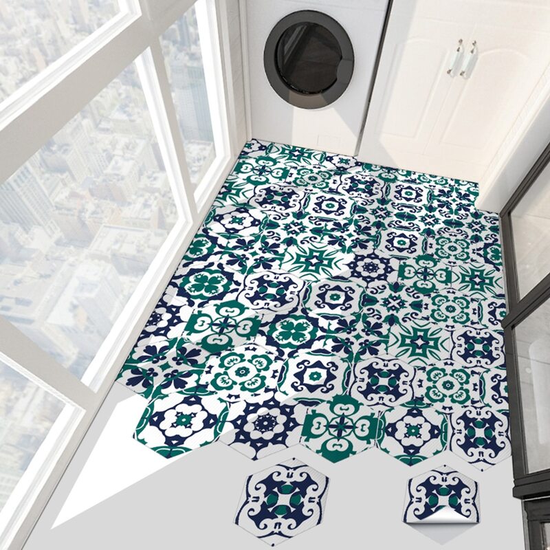 

10pcs Graphic Print Tile Sticker, Multicolor