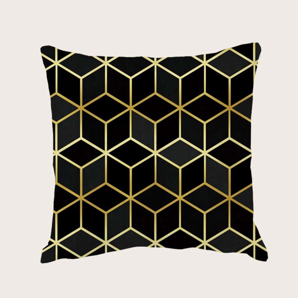 

Geometric Print Cushion Cover Without Filler, Black