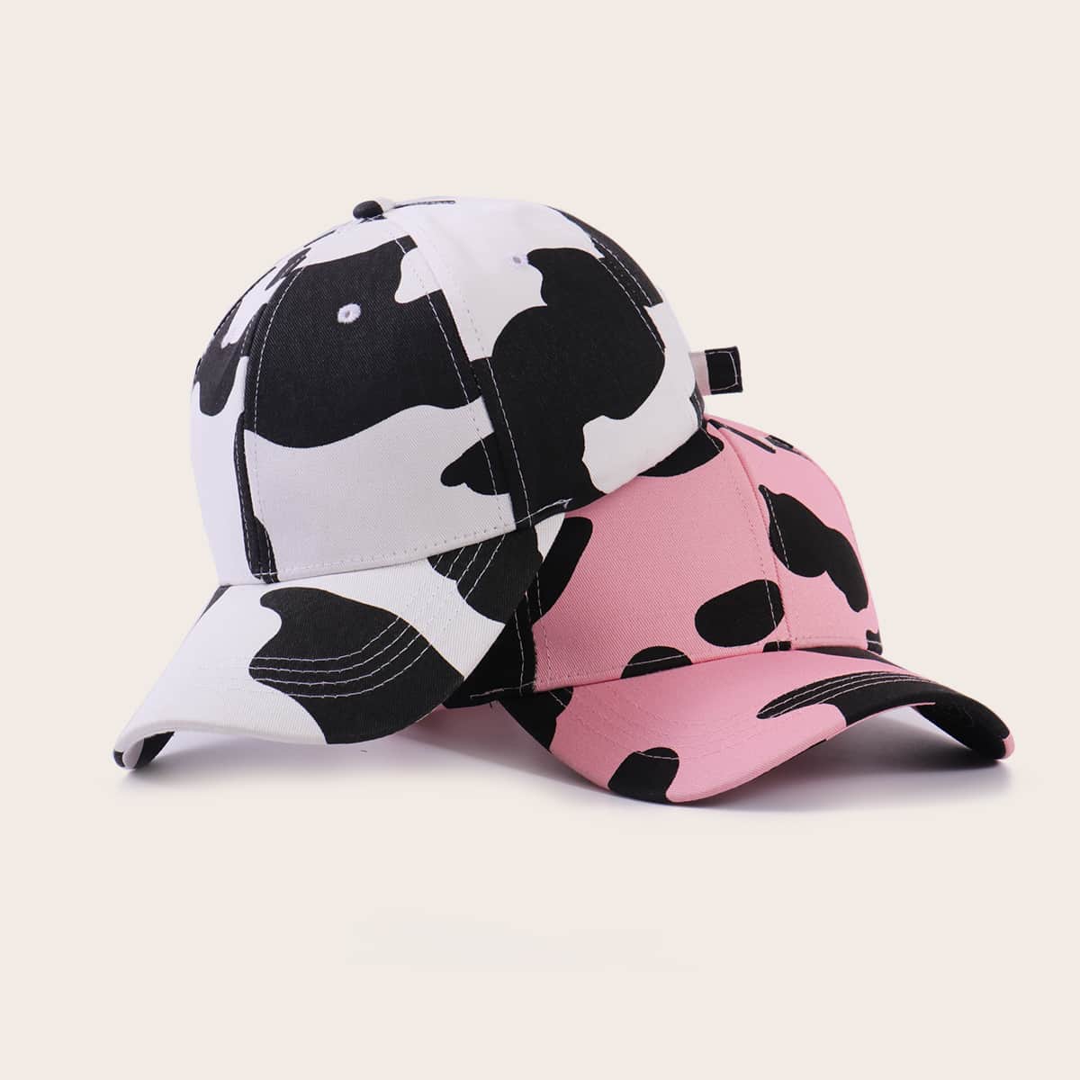 

2pcs Cow Print Baseball Cap, Multicolor