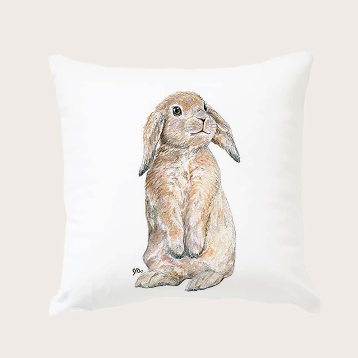 

Rabbit Print Cushion Cover Without Filler, Multicolor