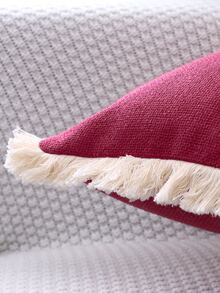 Fringe Trim Cushion Cover Without Filler - Red - View 5