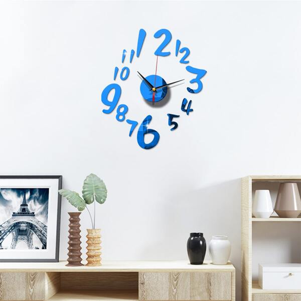 

Number Design Mirror Surface Wall Clock, Royal blue