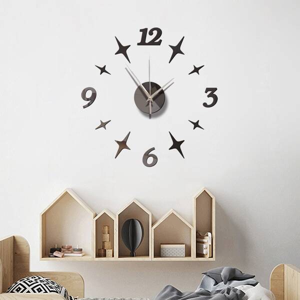 

Star Design Mirror Surface Wall Clock, Black