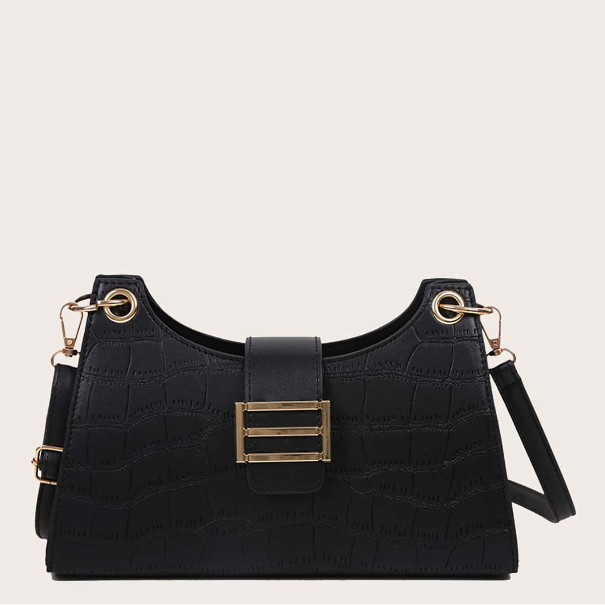 

Croc Embossed Crossbody Bag, Black